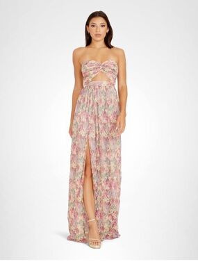 dress the population heather strapless ruched midi dress Dress The Population Heather Ruched Midi-Dress
